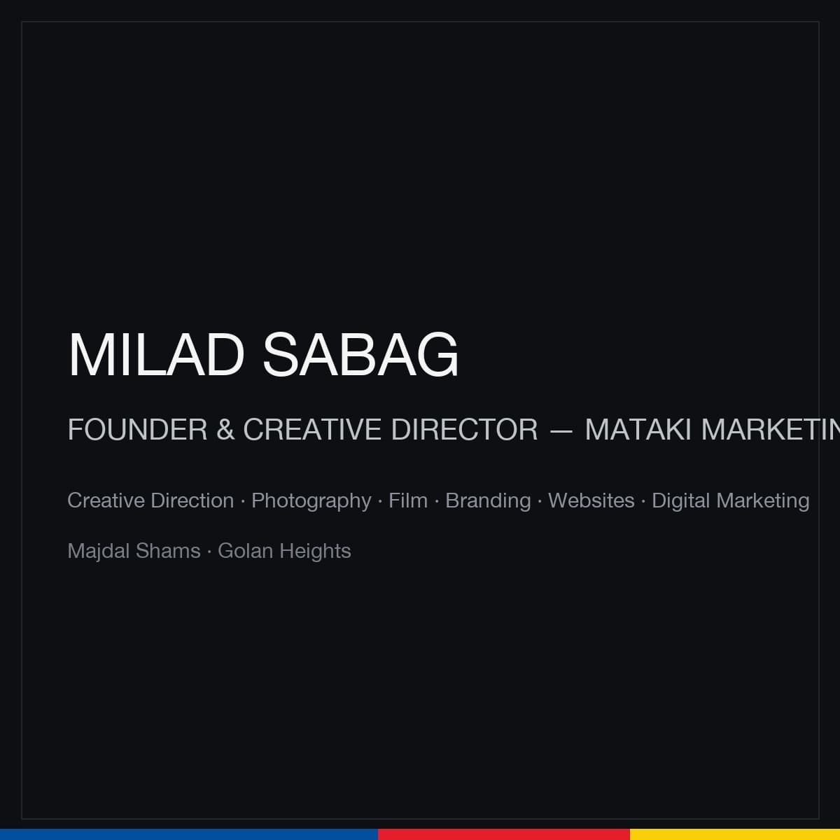 Milad Sabag, founder and creative director of Mataki Marketing